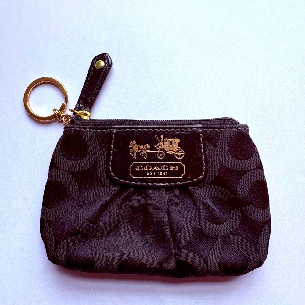 Coach Signature Canvas Black Coin Pouch